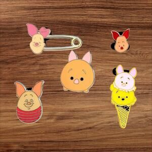 5 Winnie the Pooh Piglet Disney Parks Trading Pins, Plus 2 Bonus Pins